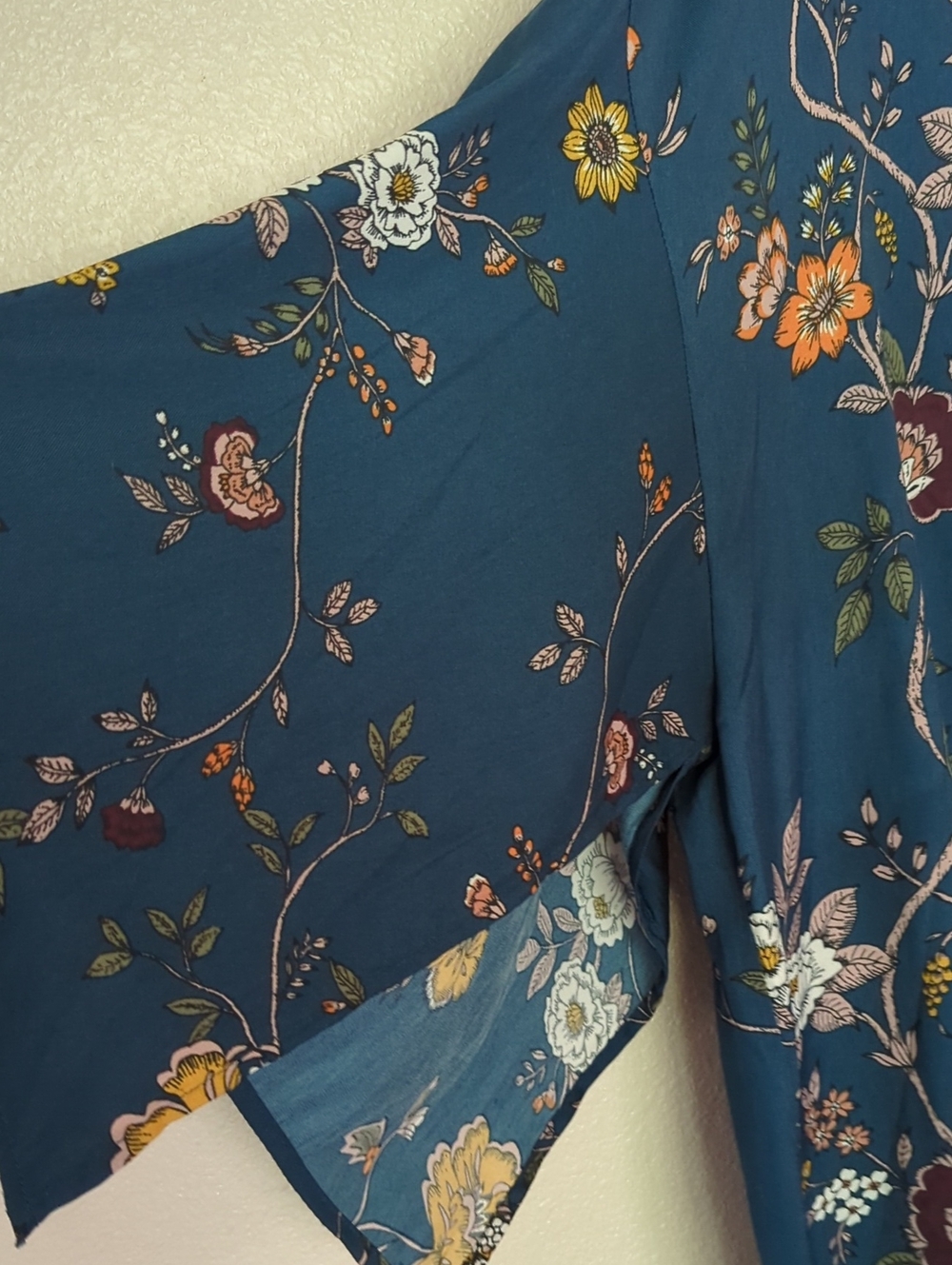 Maurice Floral V-Neck Blue Women's Blouse - Picture 6 of 6